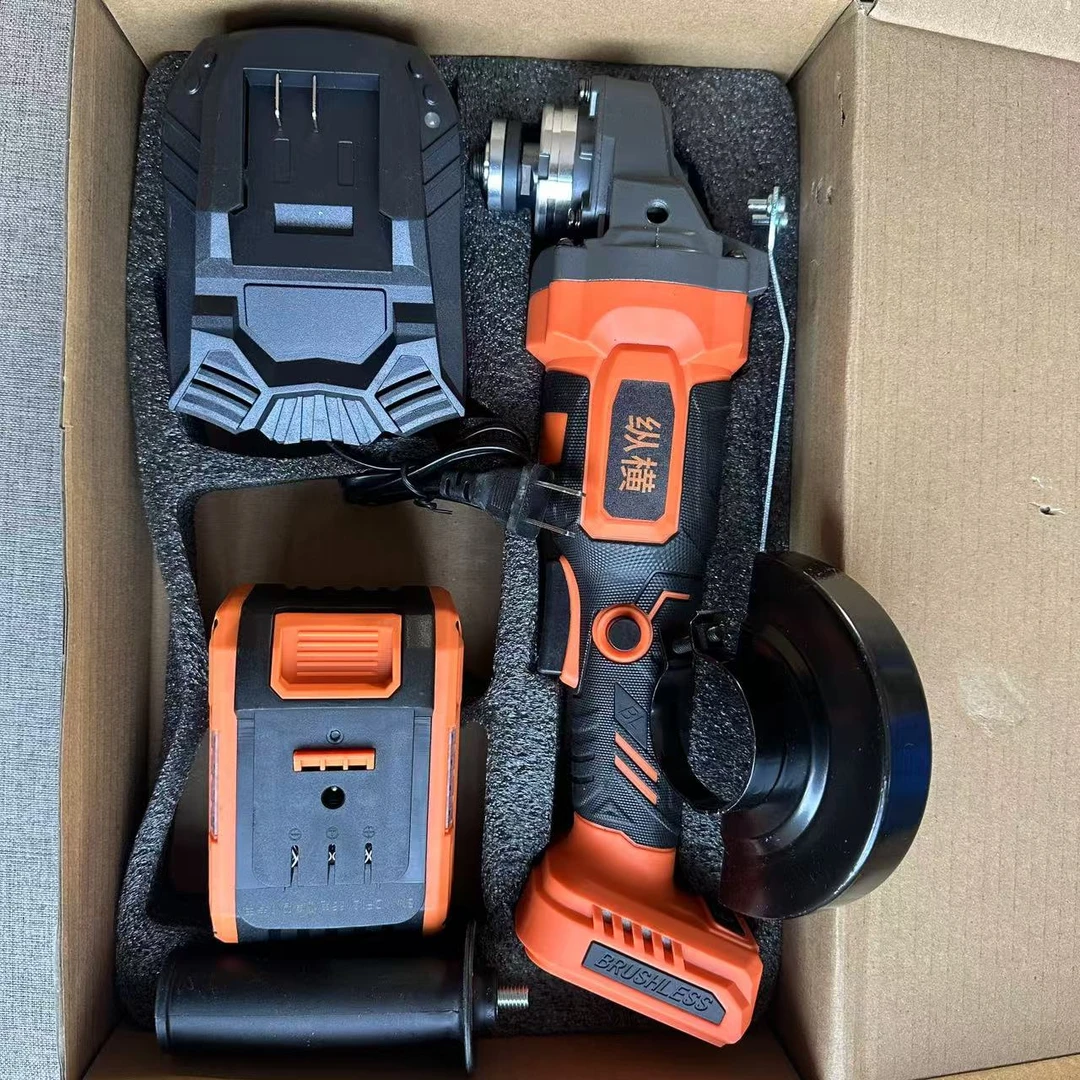 纵横 橙色新款纯铜无刷锂电角磨机 10节一机一电