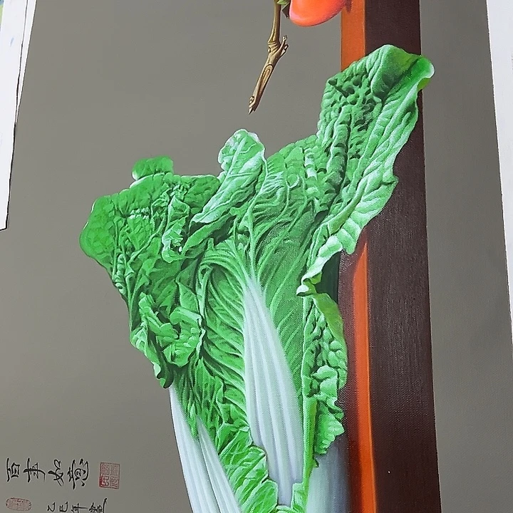 平***福油画恭喜仔仔细细影子