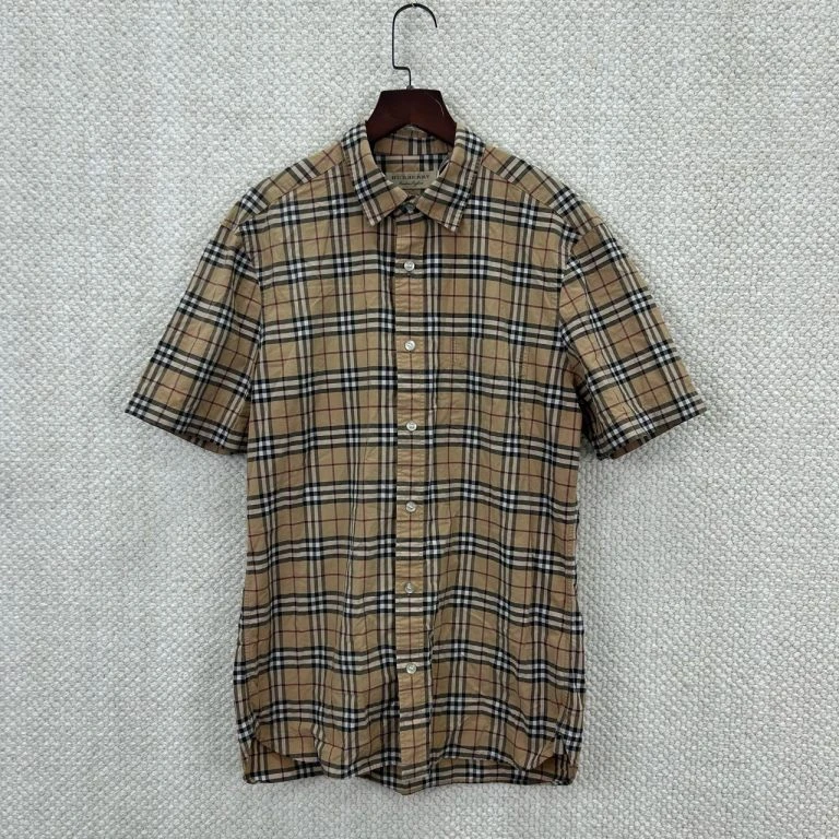 99新 BURBERRY/博柏利  经典格纹短袖衬衫 001496