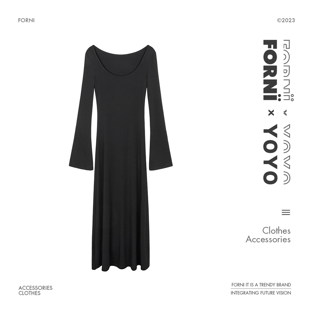 FORNI 一眼美女穿搭 纯欲温柔系修身舒适连衣裙