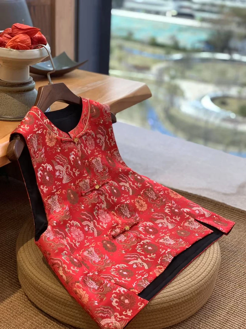 聆夏质造【龙凤穿莲】 2025国风复古优雅贵气百搭提花双面双穿马甲