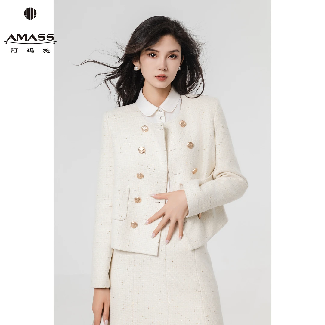 AMASS/阿玛施秋冬时尚气质优雅小香风短款长袖复古外套女 5400837