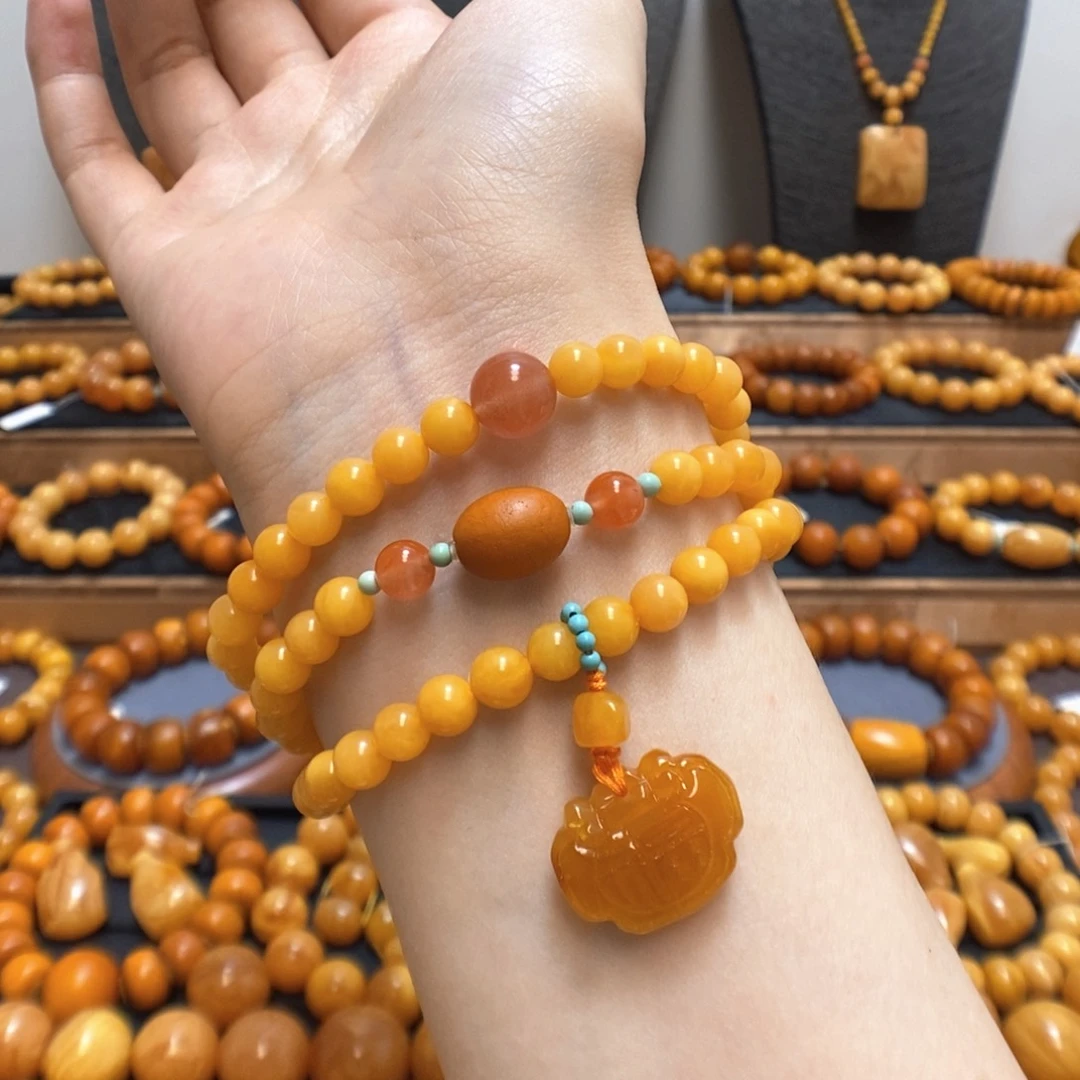 未镶嵌蜜蜡手链蜜蜡