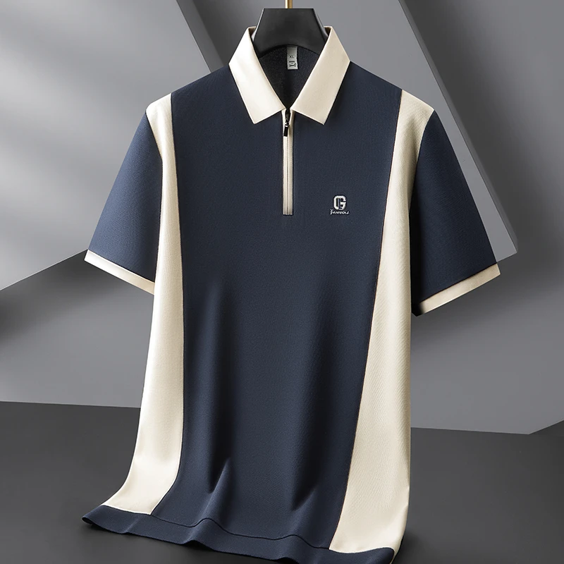 combo/康博2025夏季新款大码男士高尔夫系列拉链款拼接翻领短袖