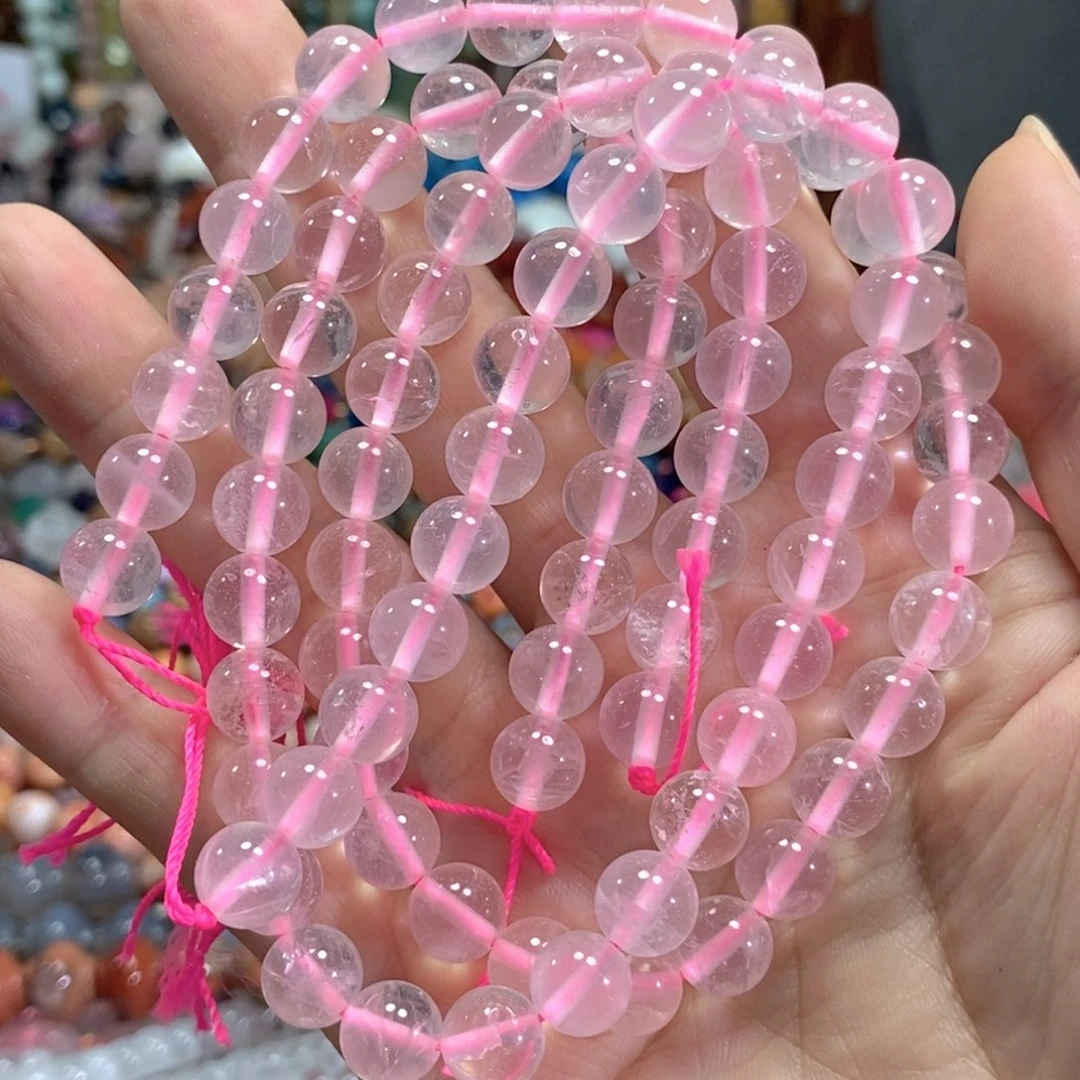 未镶嵌玛瑙/玉髓珠宝半成品星光粉一条卡8mm