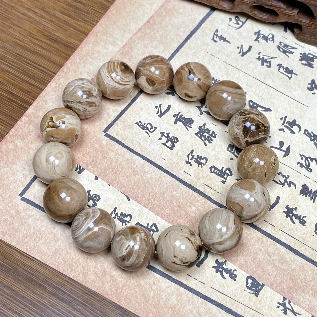 天然缅甸琥珀白瓷妖花根珀手串