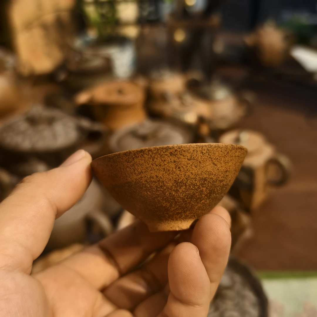 手工陶瓷紫砂还原烧斗笠杯功夫茶具建盏品茗主人杯小茶碗