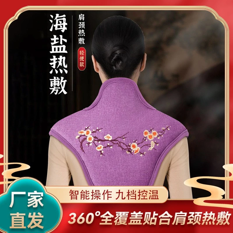 电加热海盐热敷包发热护肩艾草艾灸家用轻便颈椎肩颈热敷海盐包