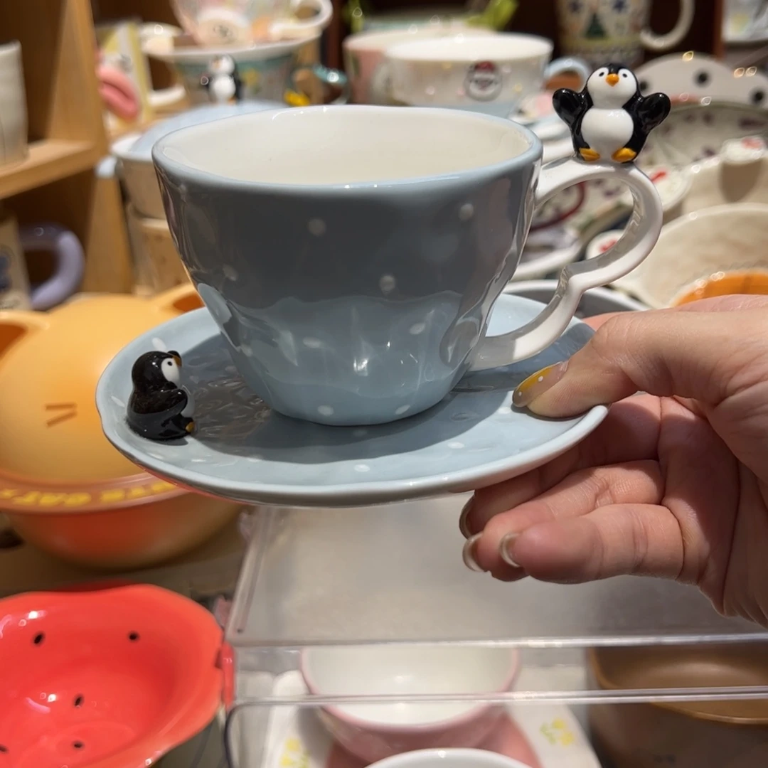 小企鹅咖啡杯碟套装