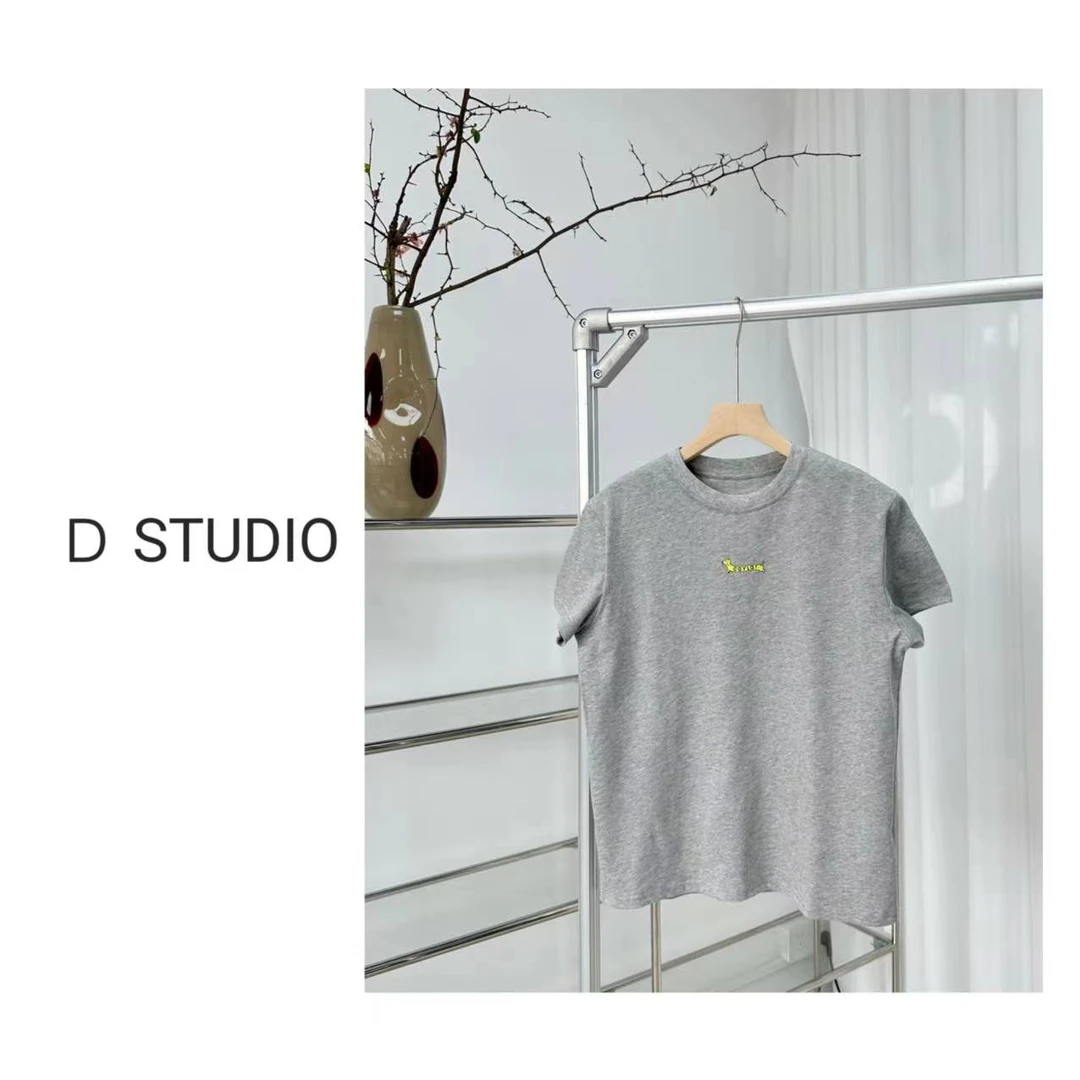 D STUDIO 腊肠狗印花灰T恤 D2129