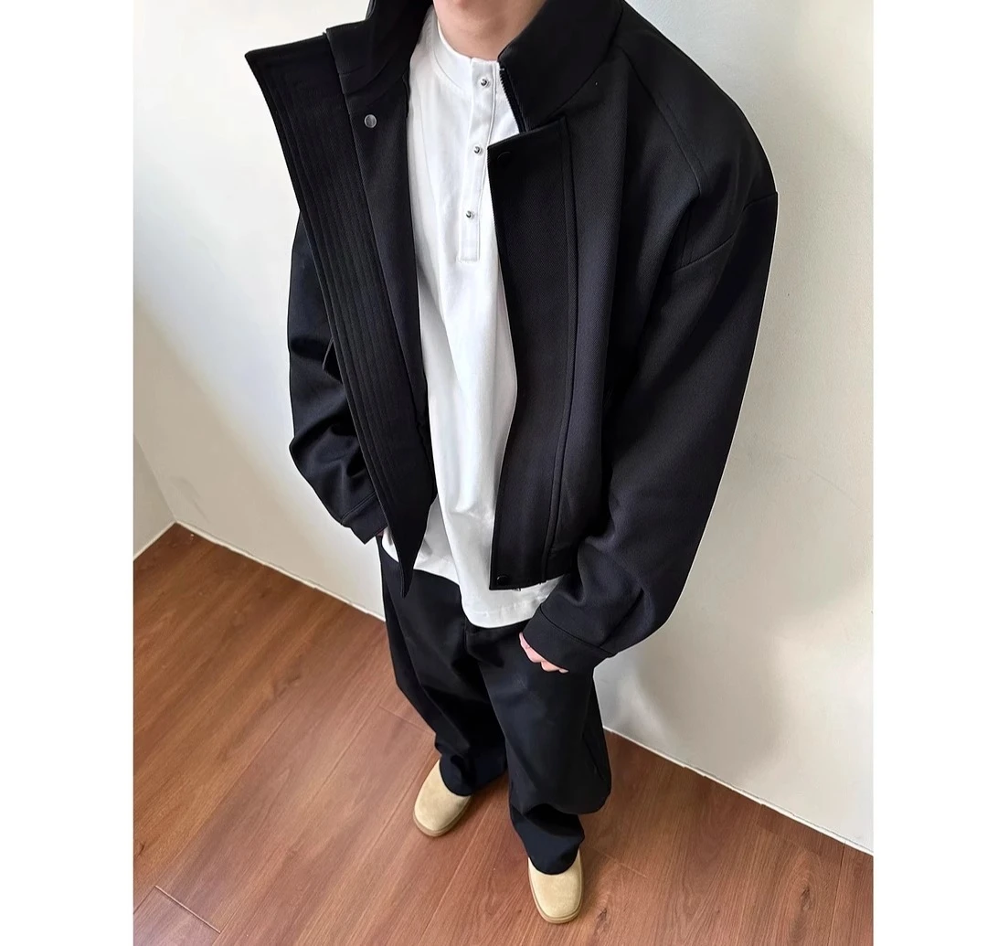 2025春季简约时尚小众高级感新款痞帅百搭vibe夹克黑色外套男