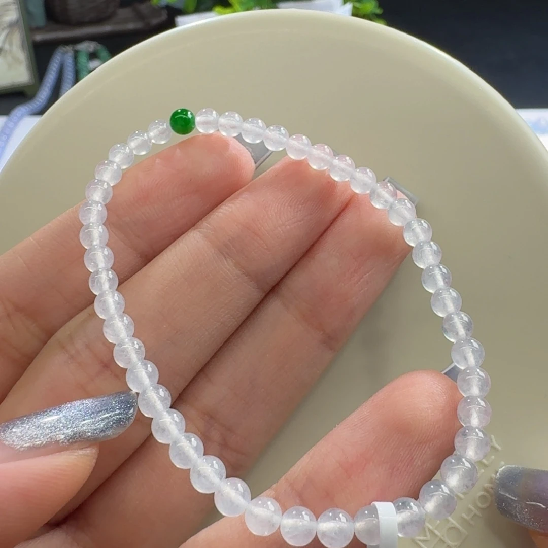 未镶嵌手串翡翠炸光！茅台白冰手串卡4 福利！