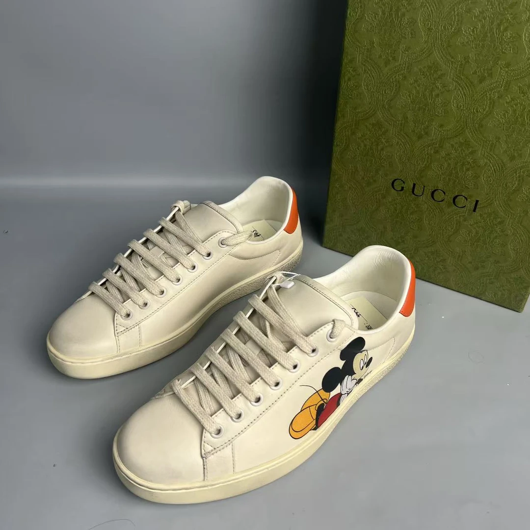 99新 GUCCI/古驰 经典米奇联名做旧脏脏板鞋 多尺码