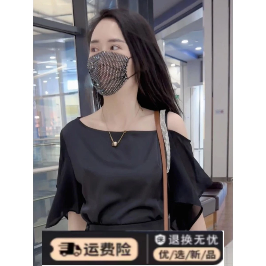 露肩衬衫女2024春夏季新款设计感小众韩版气质一字领显瘦上衣