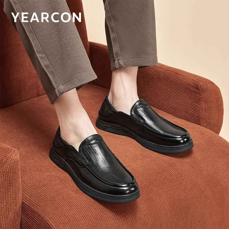 YEARCON/意尔康一脚蹬真皮休闲软底男休闲皮鞋男96213W