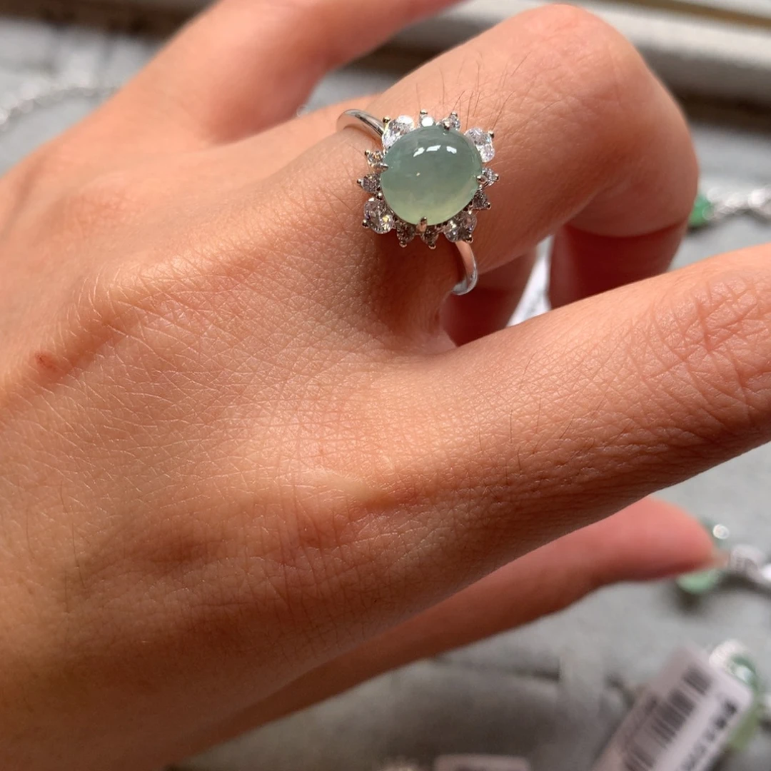 翡翠戒指银S925镶嵌戒指44