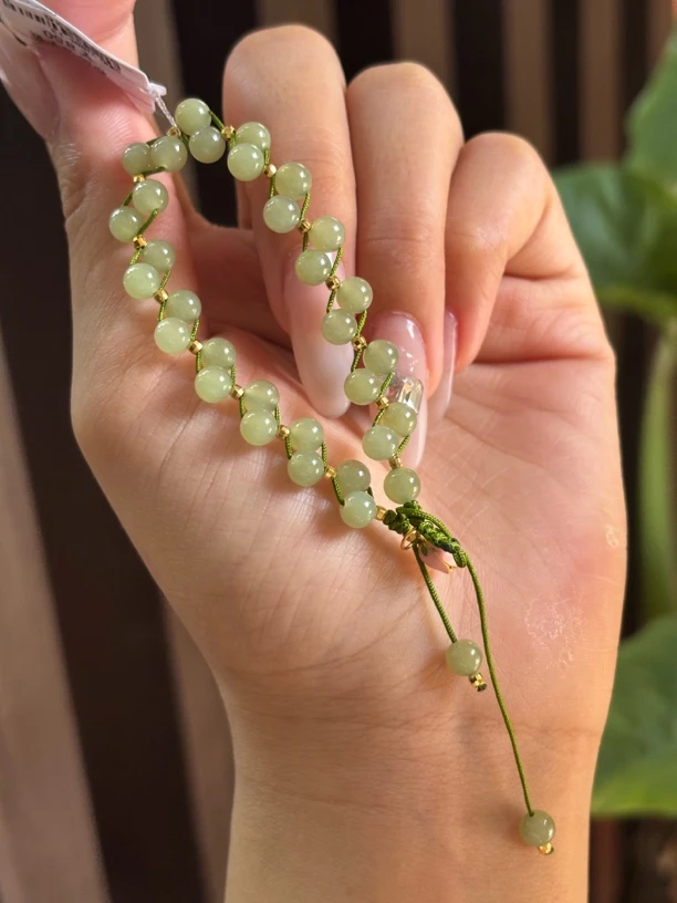 060613和田玉青海料晴水手串 约5mm 多样性发其一