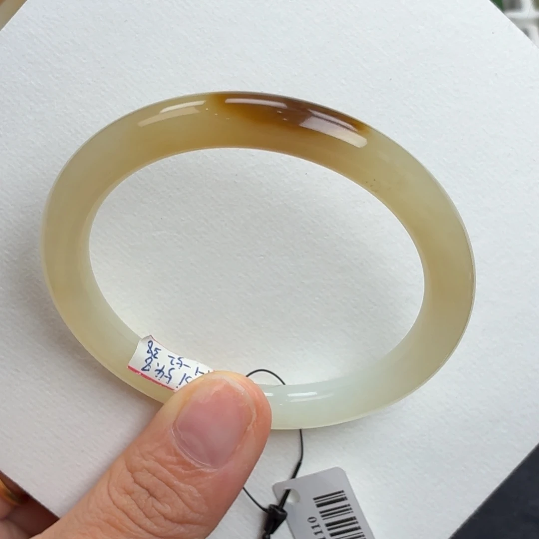 和田玉未镶嵌手镯渐变糖美人条54号