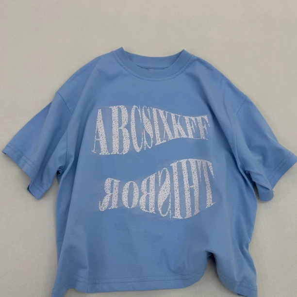 SwingTu 韩版男女童同款印花字母短袖T恤