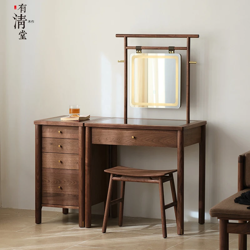 新中式北美黑胡桃卧室梳妆台化妆台