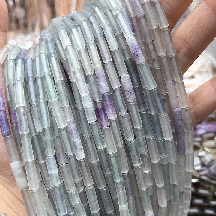 未镶嵌玛瑙/玉髓珠宝半成品一条4/13mm左右萤石管珠
