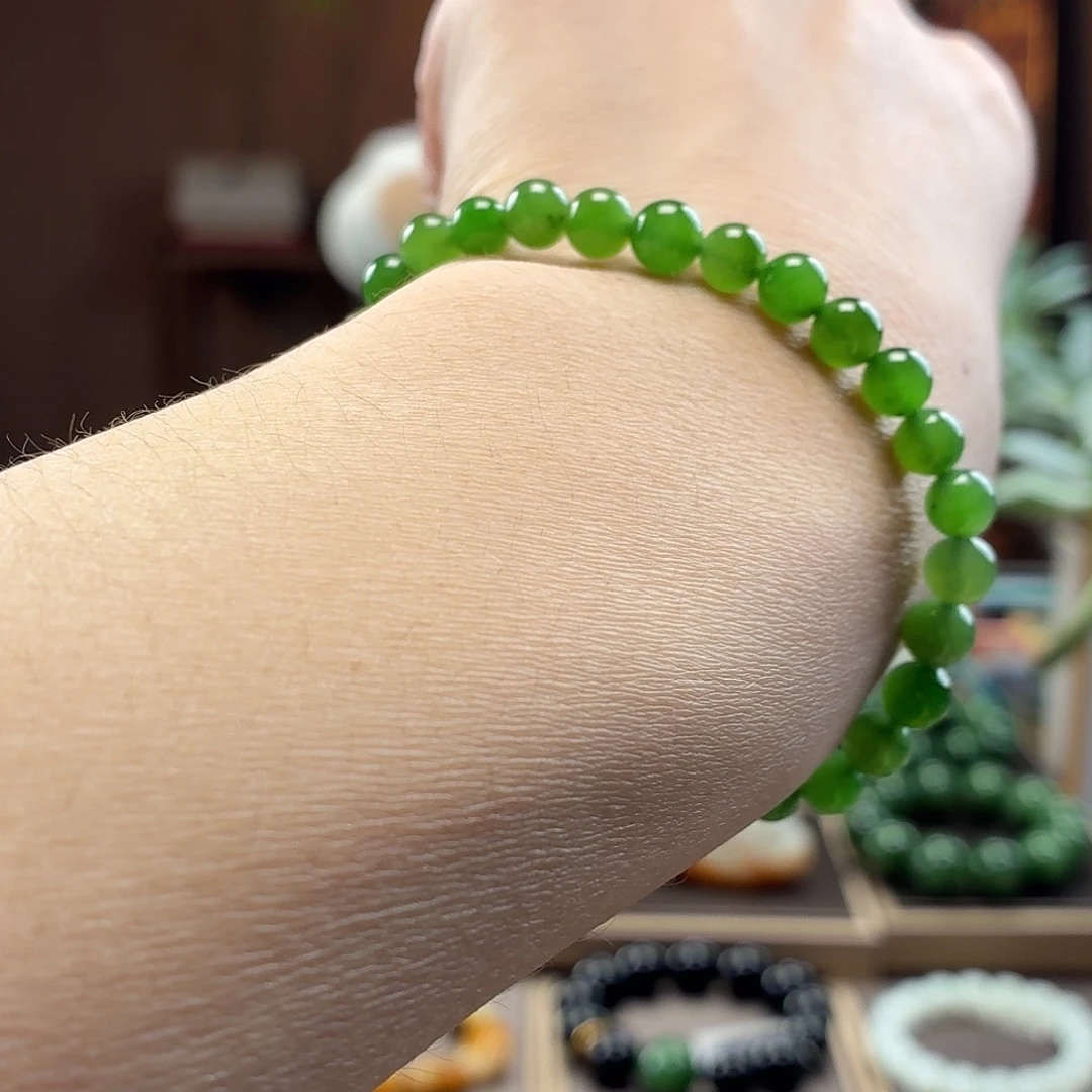 和田玉未镶嵌手串俄碧玉卡6