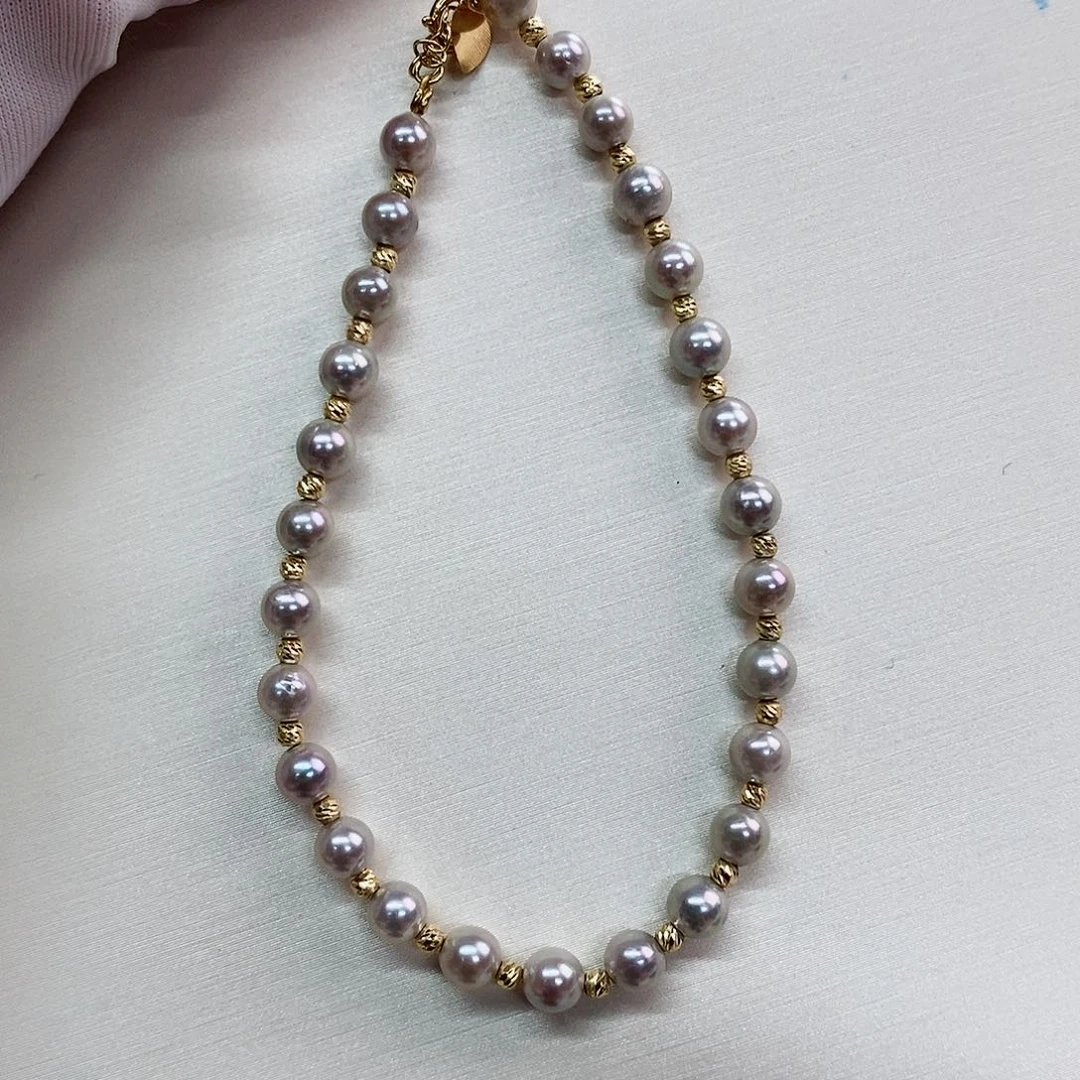 18K金镶嵌手串海水珍珠4-5