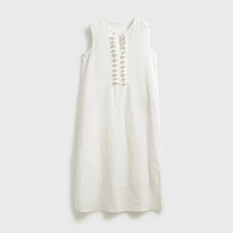 【流苏连衣裙】罗马假日流苏无袖简约高级背心连衣裙25209
