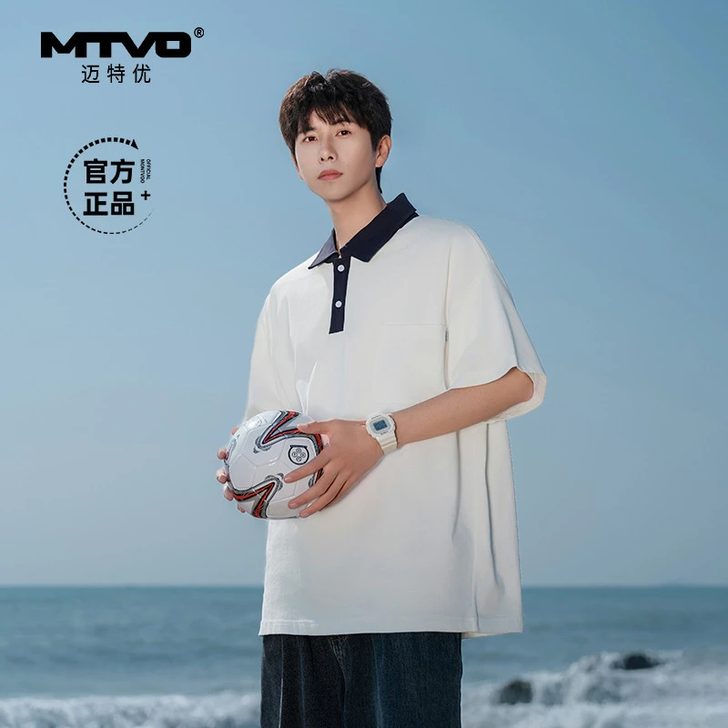 MTVO迈特优夏季新款POLO纯棉短袖T恤男士休闲百搭日系潮流半袖563