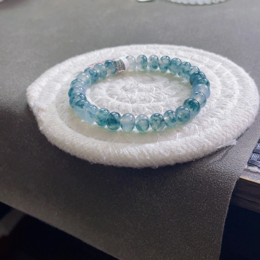 未镶嵌手链翡翠高冰梦幻蓝卡7.5-8.7