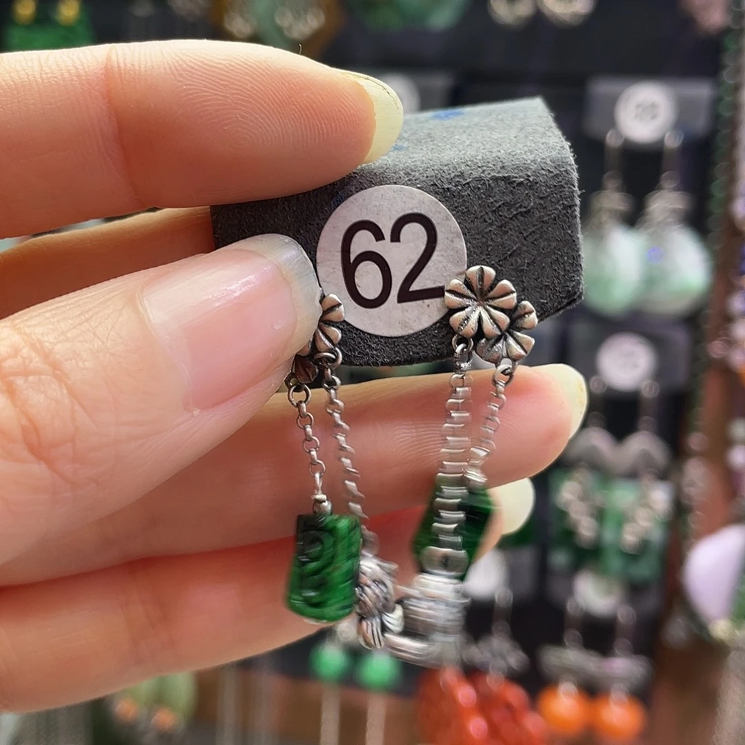 知***心翡翠银S925镶嵌耳饰717hjhhj