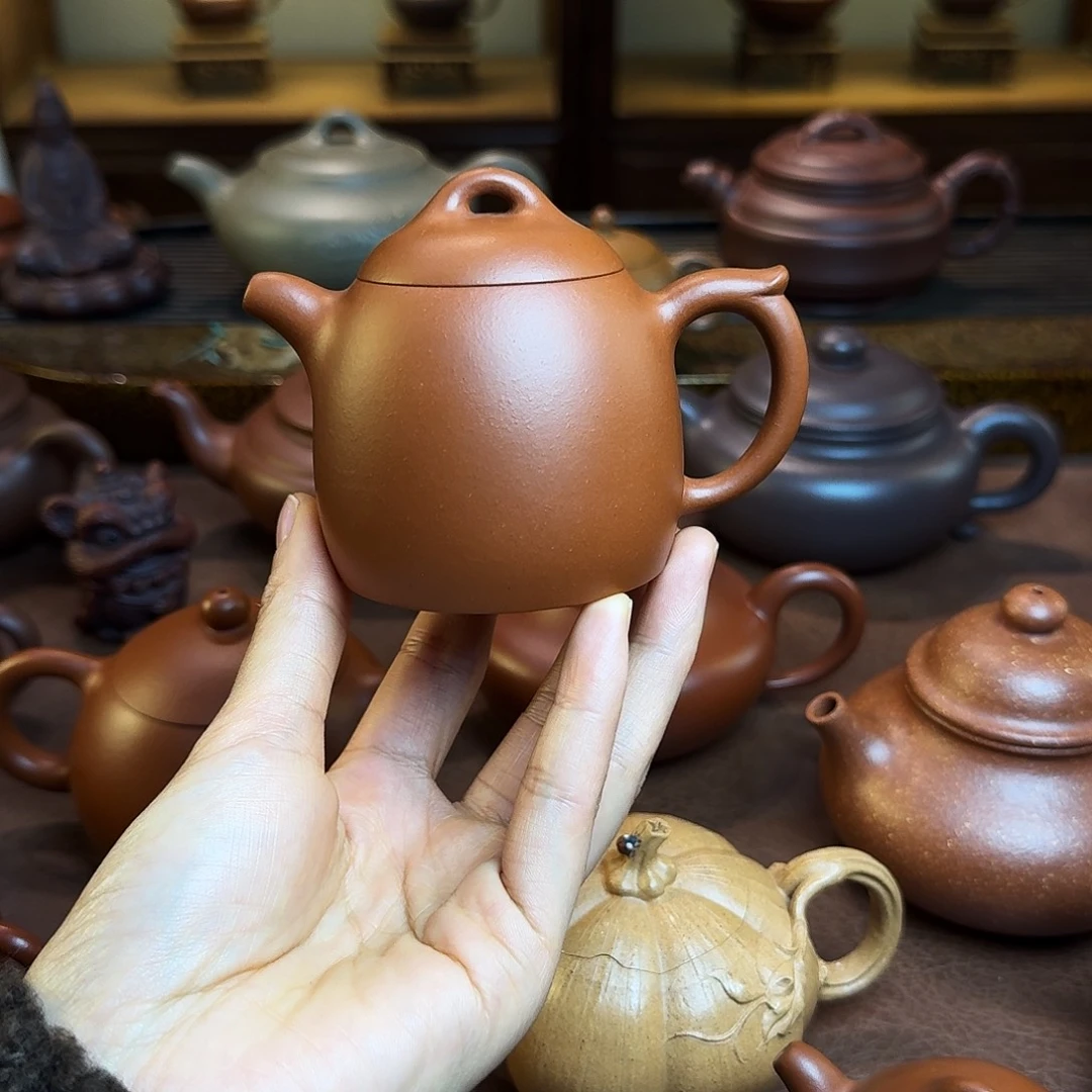 龙***江紫砂茶壶秦权壶，红泥