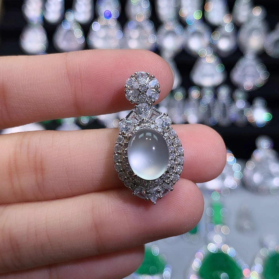 吊坠(不含链)银S925镶嵌石英质玉