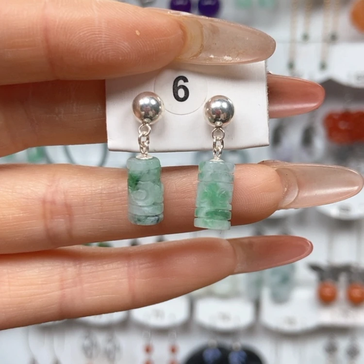 【闪购商品】翡翠耳饰银S925镶嵌耳饰