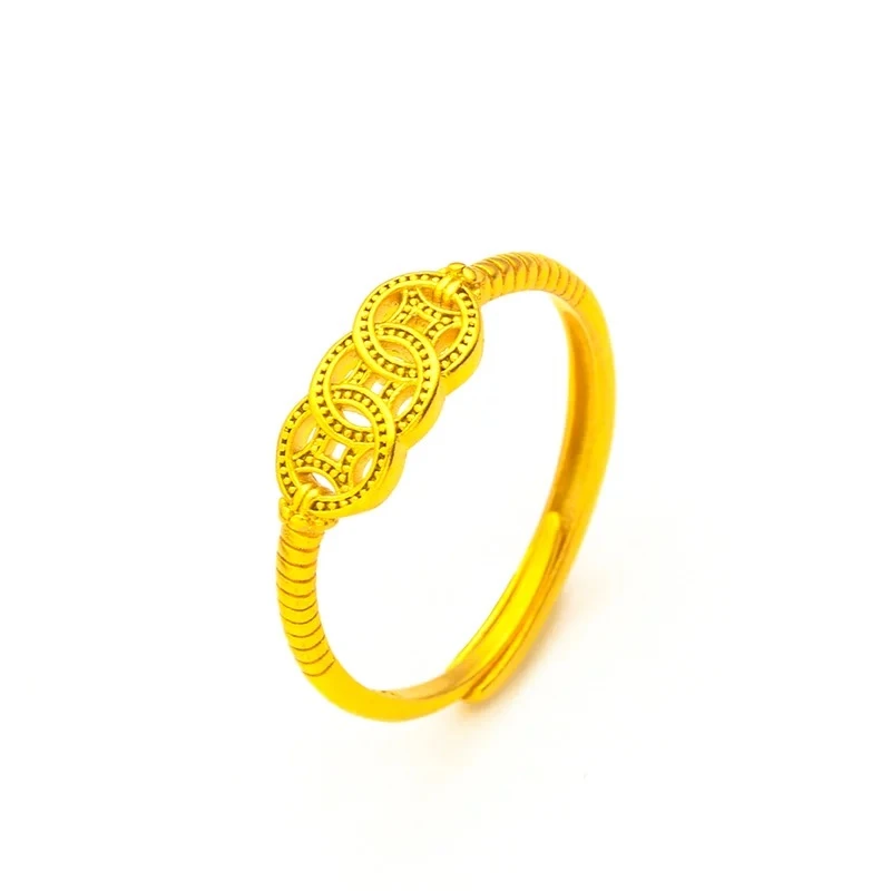 铜合金戒指 钱币戒指轻奢气质活口招财进宝送妈妈礼物