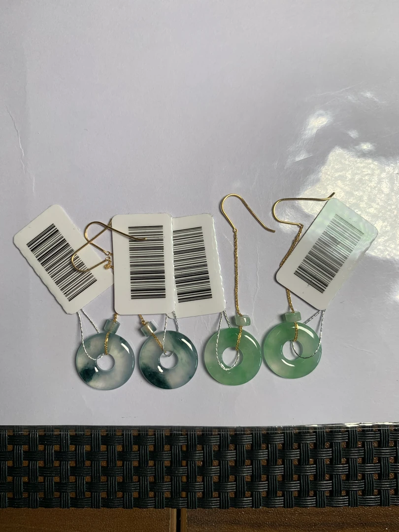 天然缅甸翡翠A货18K金镶嵌耳环多样性发货，发一件10 234、10 264