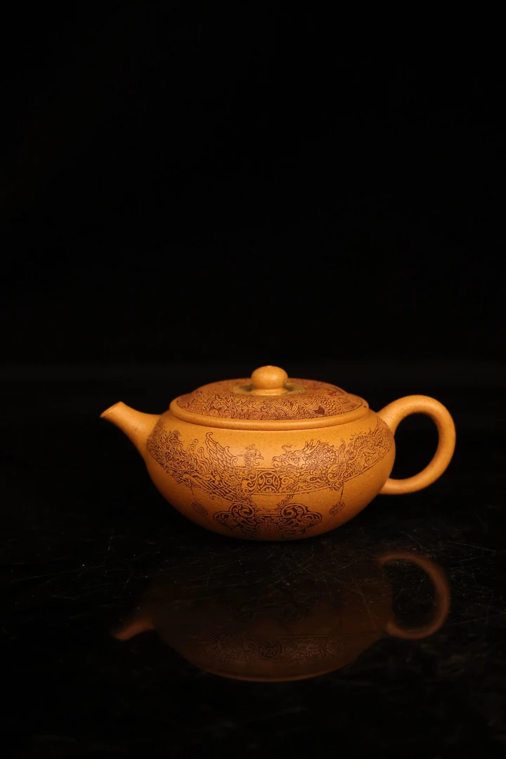 【颂】《龙凤金锁》钵盂壶老宕口黄金段 全手工160cc