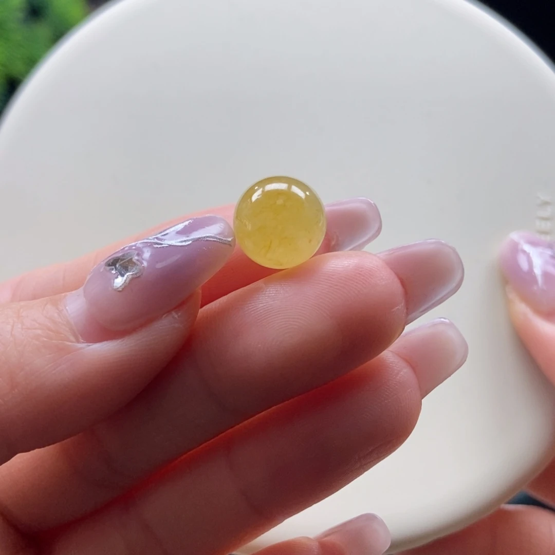 翡翠散珠翡翠冰橘黄珠卡10.7mm