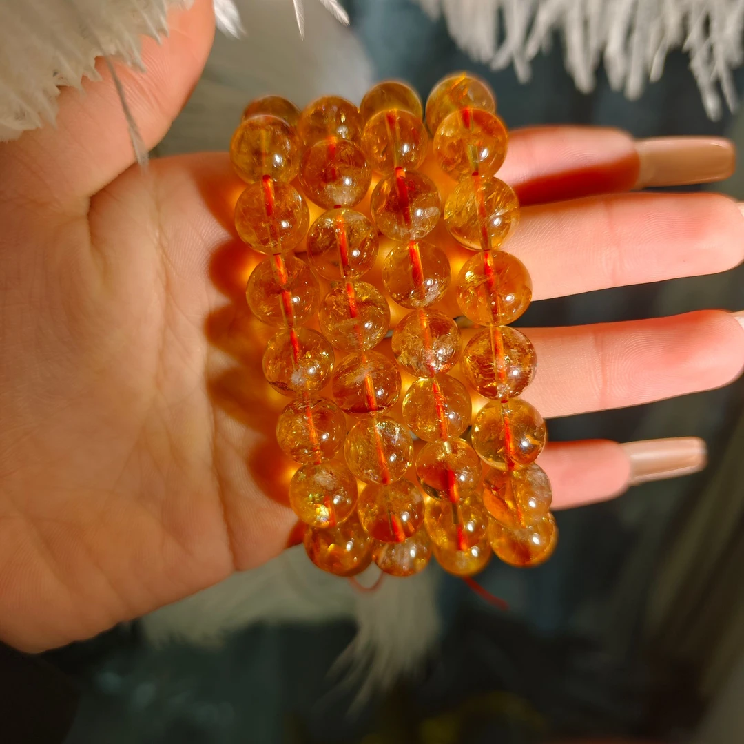 1007轻奢珠宝天然黄水晶单圈手链显白浓郁简约百搭通勤 多样性发1