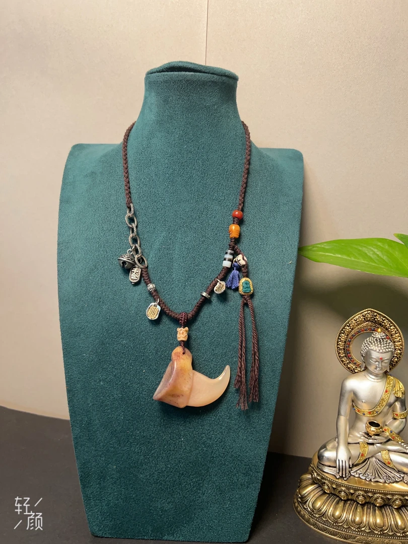 铜合金皮质项链 （旗开得胜）手编绳项链可调节配饰配珠