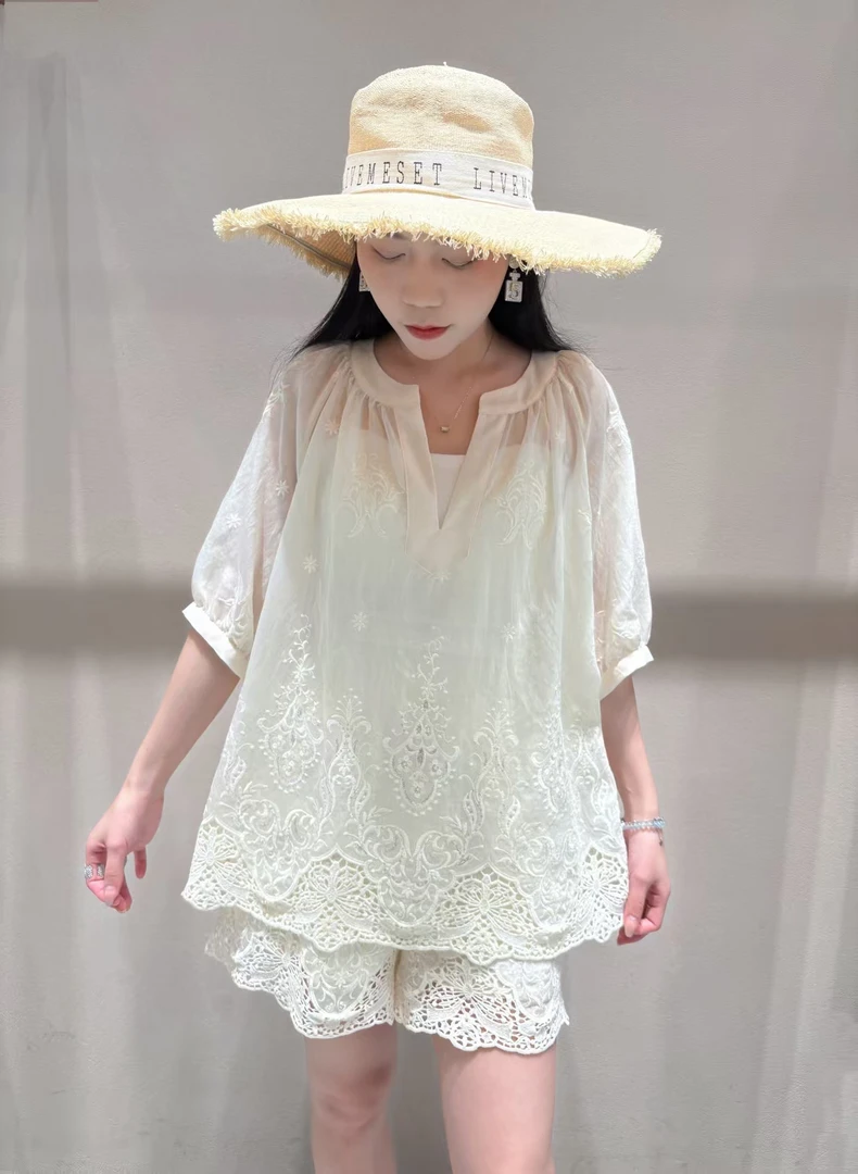 深圳南油新款V领套装6105