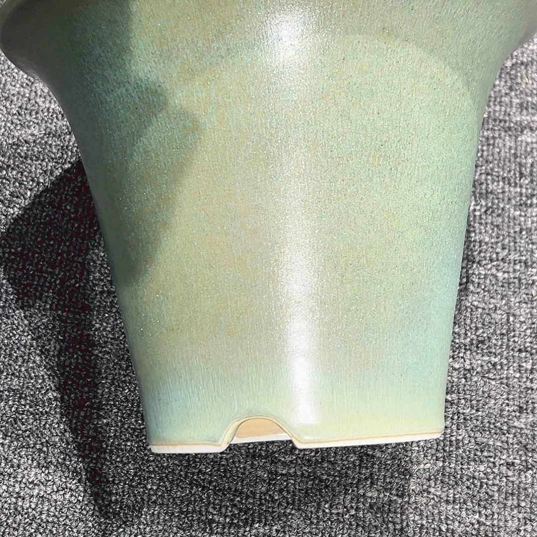 花***缺花器绿釉雅光陶瓷花器微瑕