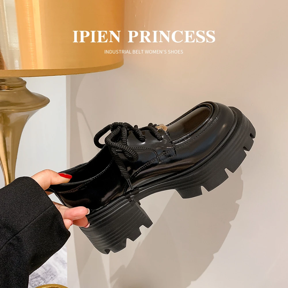 黑色乐福鞋女2025秋季新款英伦风厚底小皮鞋小个子松糕底百搭单鞋