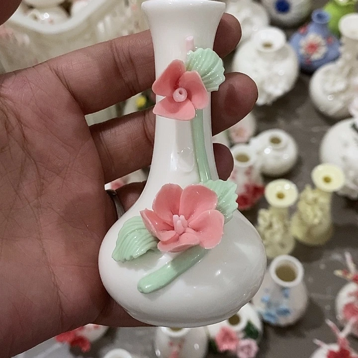 瓷片纯手工陶瓷花摆件瑕