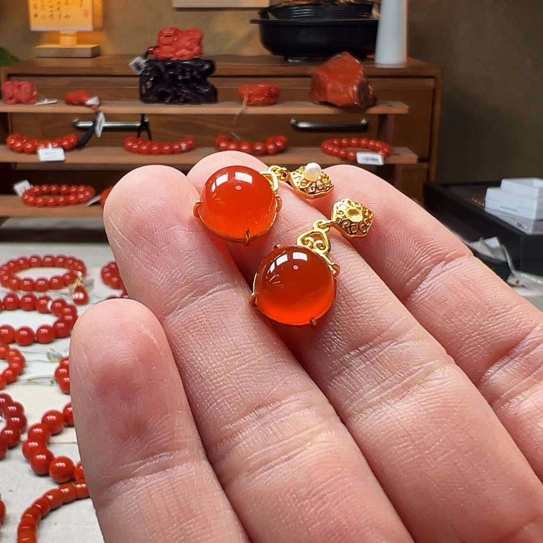 手串银S925镶嵌南红玛瑙保山料冷水河原矿