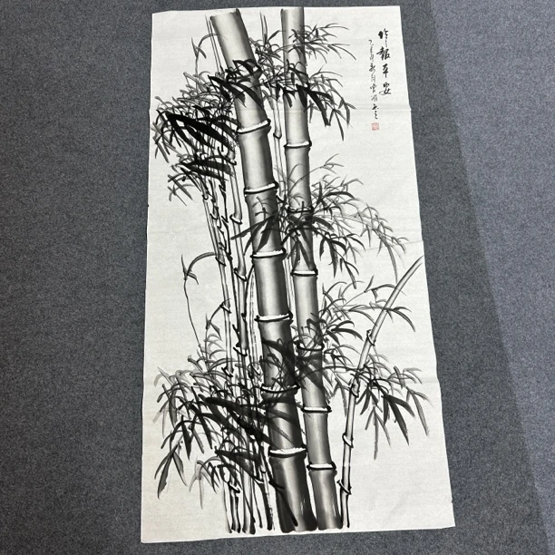 曾娟    手绘国画宣纸《竹报平安》四尺70x140com售画芯