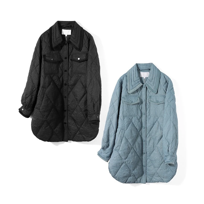 29610【珂系列】菱格压纹翻领宽松羽绒服22D1Y021