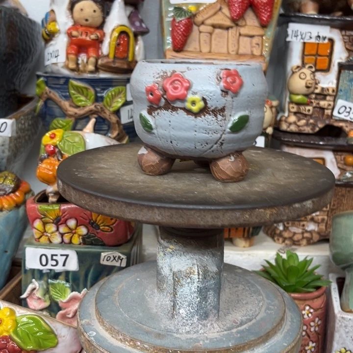 紫砂花盆粗陶材质多肉花盆孤品