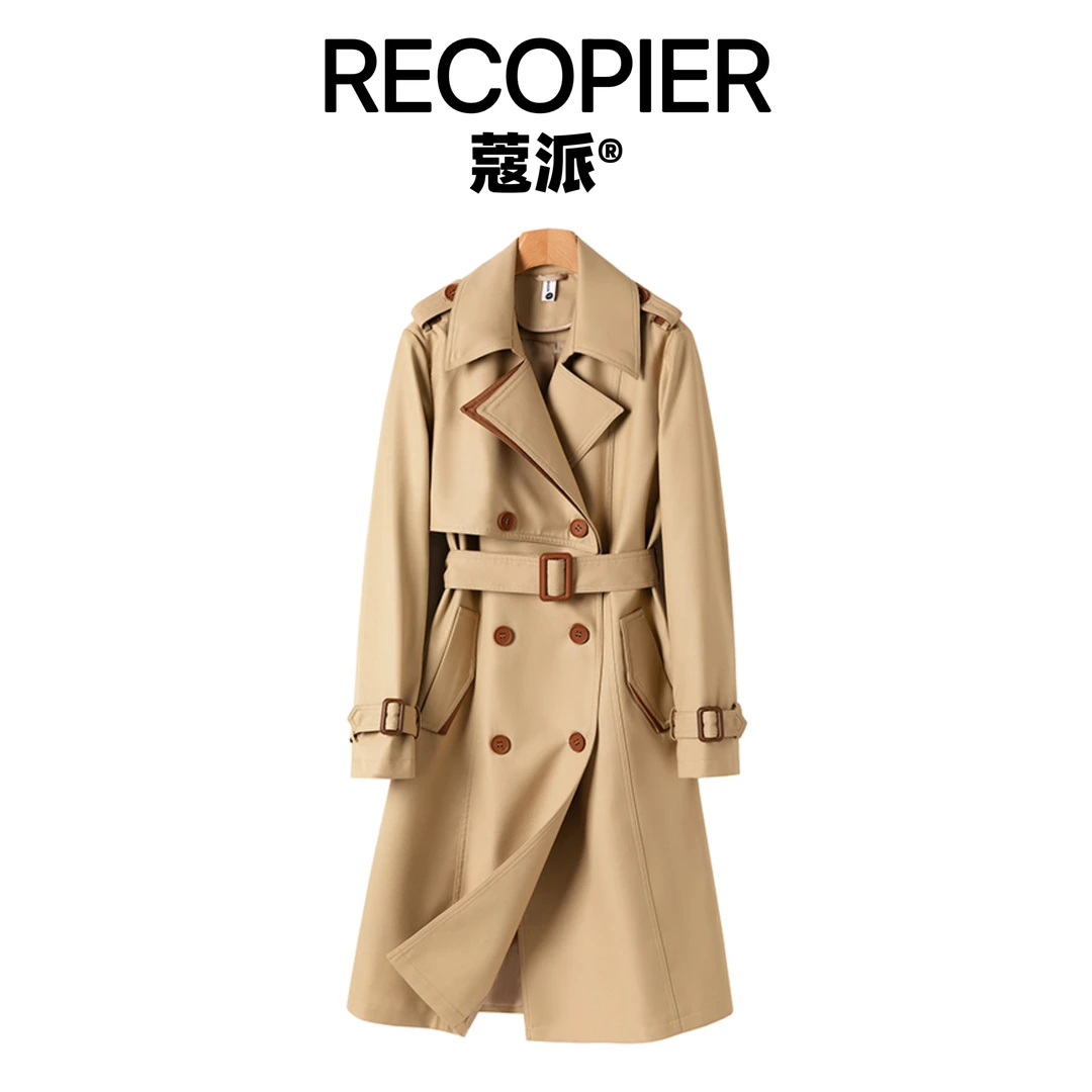 蔻派8818奇双排扣中长款风衣韩版修身女士外套收腰百搭英伦风
