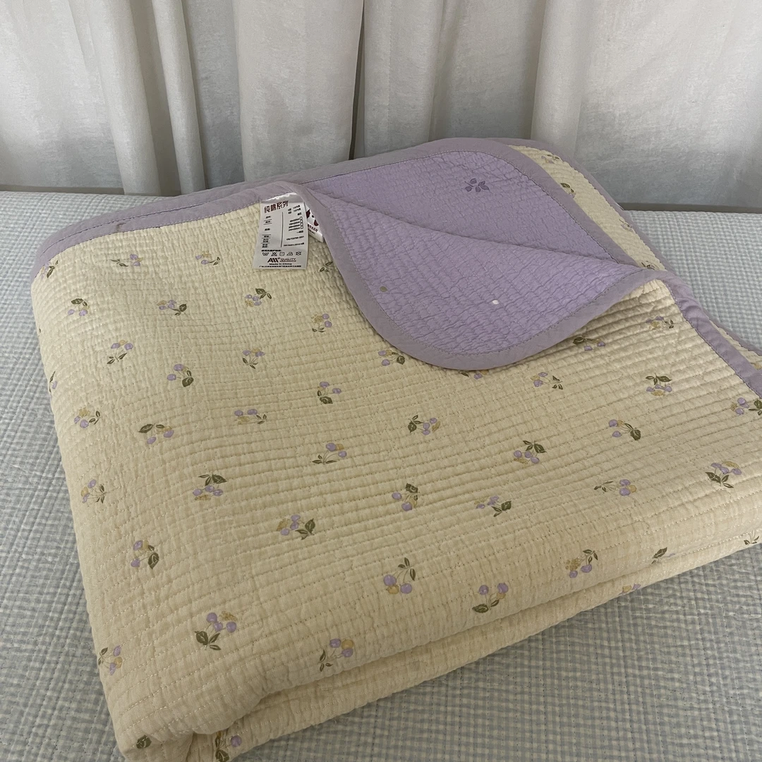 双面纯棉单品床盖200*220纯棉酵素砂洗